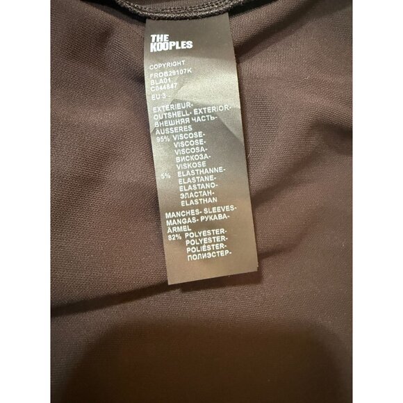 NWT The Kooples‎ Black Long Bardot Jersey Dress Tulle Sleeves Side Slit US 8 - Picture 12 of 13